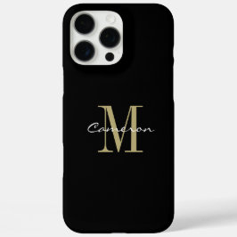 Coques iPhone 16 Pro Max Monogramme d'or initial et nom personnalisé