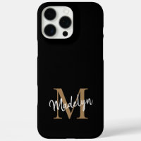 Monogramme d'or noir moderne Nom du script féminin