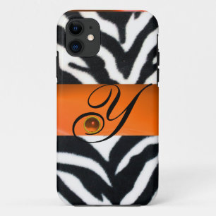 ETUI iPhone Case-Mate MONOGRAMME D'ORANGE JAUNE DE FOUR ZEBRA BLANC NOIR
