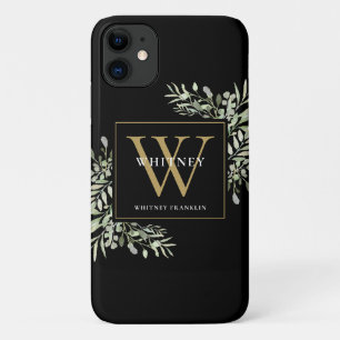 Case-Mate iPhone Case Monogramme doré Élégant Moderne Verdure
