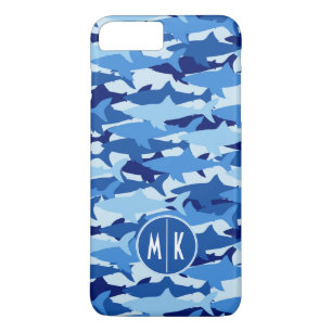 Coques Pour iPhone Monogramme du motif   de requin bleu