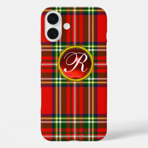 COQUES iPhone 16 PLUS MONOGRAMME ÉCOSSAIS DU TARTAN ET DE LA ROUGE EN PI