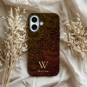 Coques iPhone 16 Monogramme élégant à motif botanique boho en terre
