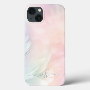 Case-Mate iPhone Case Monogramme Élégant de Fille aux Plumes de Arc-en-c
