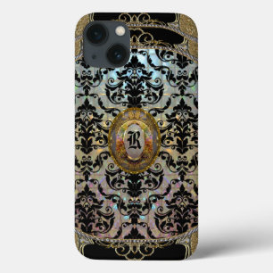 iPhone 13 Coque Monogramme élégant du motif II de Halleesham dur