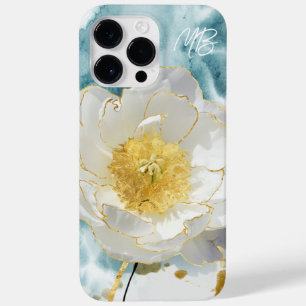 Coque Pour Pour iPhone 14 Pro Max Monogramme Elegant Fleur Blanche Simple Aquarelle