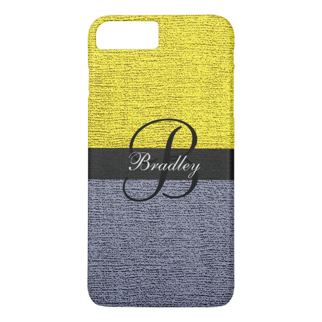 Coques Case-Mate iPhone Monogramme élégant jaune et gris (Dos)