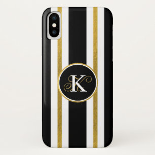 Case-Mate iPhone Case Monogramme Elégant Noir & Or Personnalisé