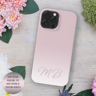 Coque Pour Pour iPhone 14 Pro Max Monogramme élégant personnalisé rose poudrée mauve