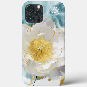 Case-Mate iPhone Case Monogramme Élégant Simple Fleur Blanche Aquarelle