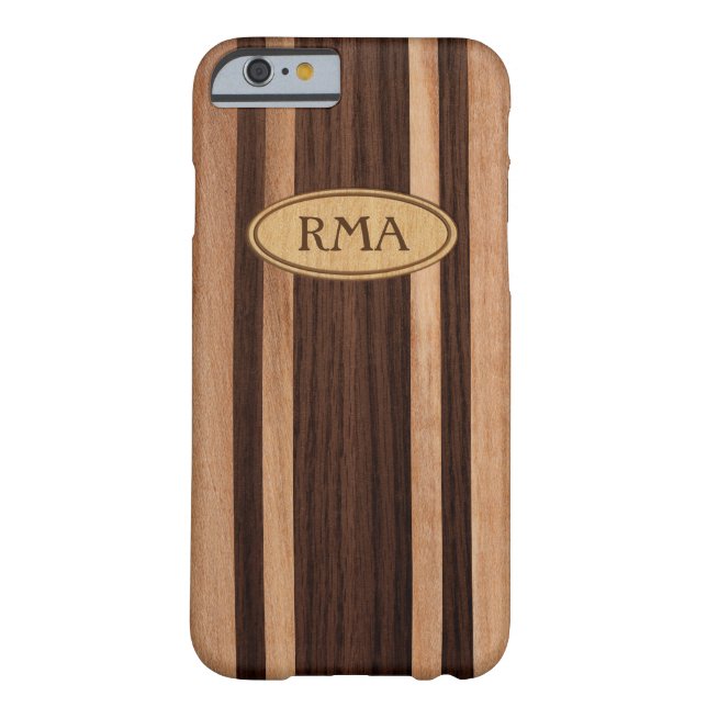 Coques Case-Mate iPhone Monogramme en bois de planche de surf de Faux (Dos)