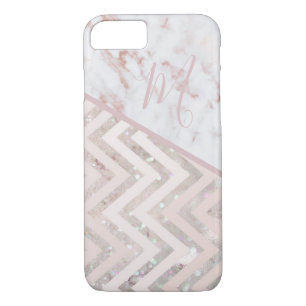 Case-Mate iPhone Case Monogramme en marbre Motif Rose or de fille Chevro