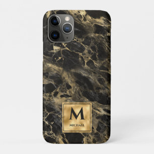 Case-Mate iPhone Case Monogramme en marbre noir et or Elégant luxe
