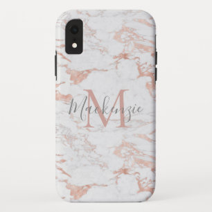 Case-Mate iPhone Case Monogramme en marbre rose rose chic