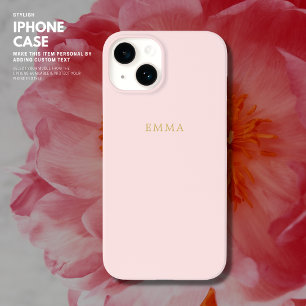 Coque Pour iPhone 14 Monogramme en or rose simple et chic
