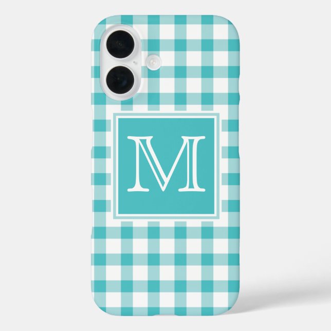 Coques Case-Mate iPhone Monogramme | En vichy vert simple (Verso)
