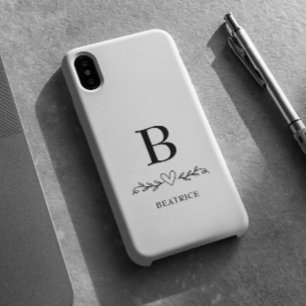 Coques iPhone 16 Monogramme et nom Coeur