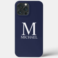 Monogramme et nom personnalisés bleu marine