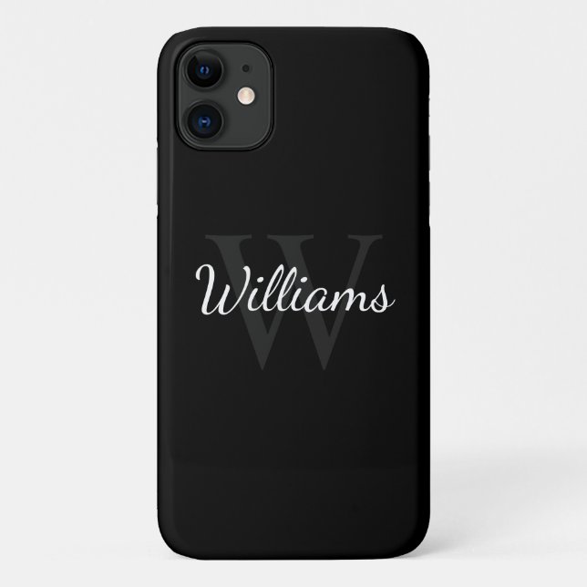 Coques Case-Mate iPhone Monogramme et nom personnalisés classiques Noir (Dos)