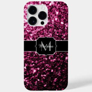 Coque Pour Pour iPhone 14 Pro Max Monogramme faux brillant paillettes étincelles Ros
