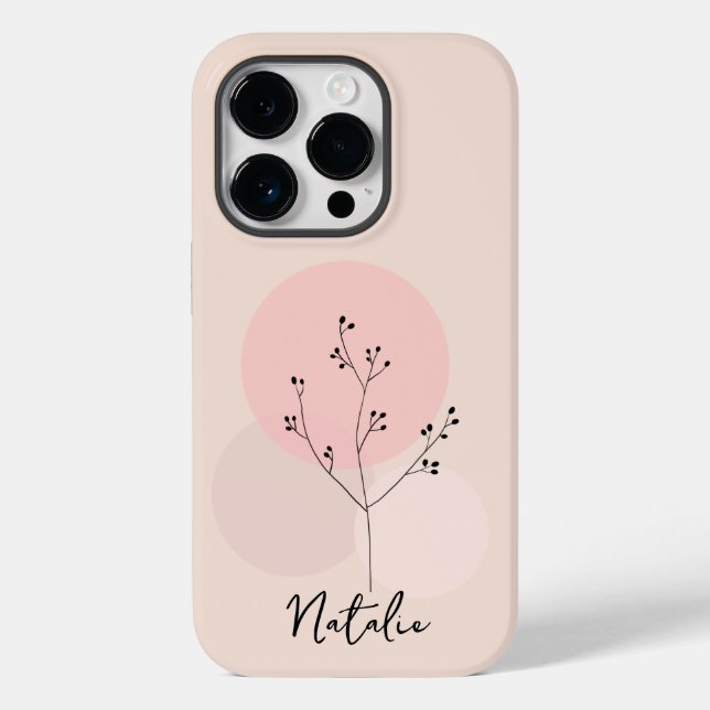 Coques Case-Mate iPhone Monogramme féminin minimaliste rose floral abstrai (Verso)