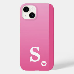 Coque Pour iPhone 14 Monogramme Féminin Rose Cœur Simple Moderne Chic
