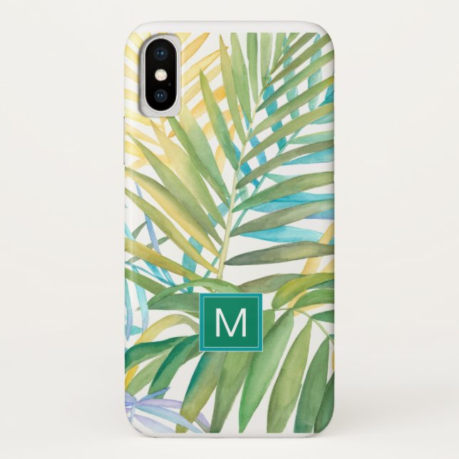 Coques Case-Mate iPhone Monogramme| Feuilles de palmiers tropicaux (Dos)