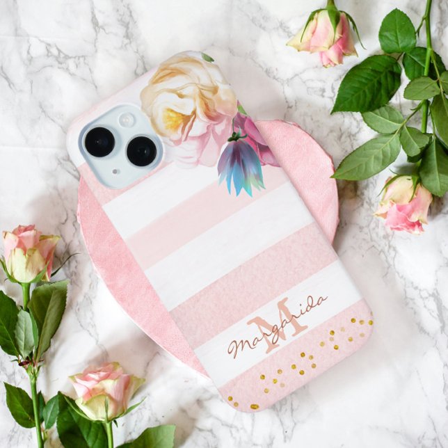 Coques Case-Mate iPhone Monogramme Fille Rose Doux (Créateur téléchargé)