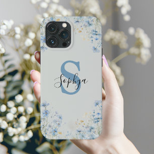 Case-Mate iPhone Case Monogramme Fleur Bleue Personnalisé