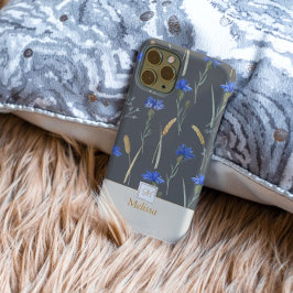 Coque Pour iPhone 14 Pro Monogramme Fleur sauvage gris