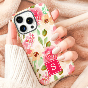 Coques iPhone 16 Pro Max Monogramme Floral Aquarelle