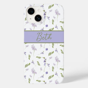Coque Pour iPhone 14 Monogramme floral aquarelle de fleurs sauvages lav