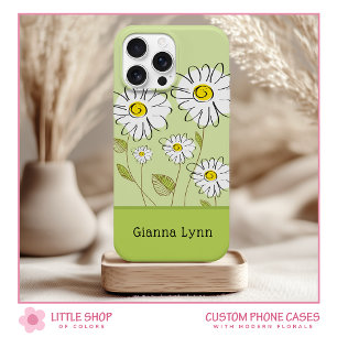 Coque Pour iPhone 15 Monogramme Floral aux Marguerites Modernes