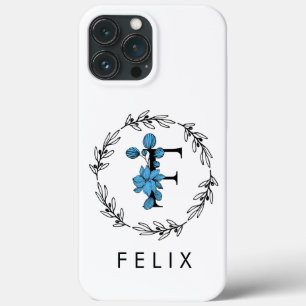 Case-Mate iPhone Case Monogramme Floral Bleu - Lettre F