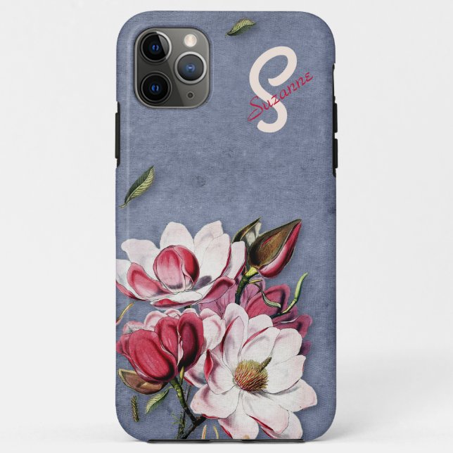 Coques Case-Mate iPhone Monogramme floral Blue Denim (Dos)