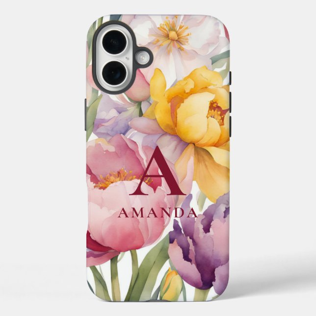 Coques Case-Mate iPhone Monogramme floral de printemps (Verso)