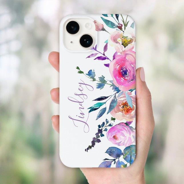 Coques Case-Mate iPhone Monogramme floral du saumon jaune (Créateur téléchargé)