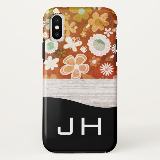 Coques Case-Mate iPhone Monogramme floral et texture (Dos)