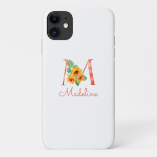 Case-Mate iPhone Case Monogramme floral moderne Nom du tournesol M