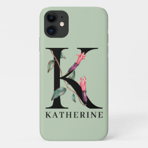 Case-Mate iPhone Case Monogramme floral personnalisé Alphabet K