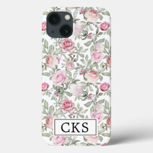 Case-Mate iPhone Case Monogramme floral rose vif initial Élégant