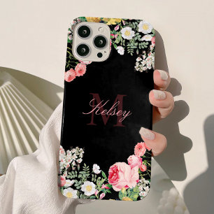 Coque Pour iPhone 14 Monogramme Floral Script Vintage