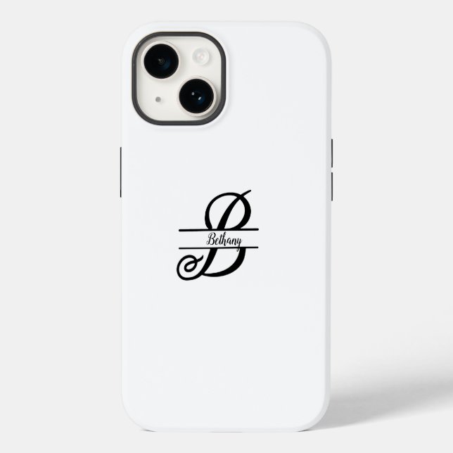 Coques Case-Mate iPhone Monogramme fractionné A-Z noir et blanc (Verso)
