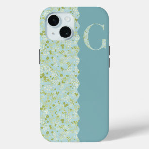 Coque Pour iPhone 15 MONOGRAMME G ACQUA PETITES FLEURS Cas