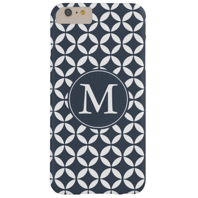 Coques Case-Mate iPhone Monogramme géométrique blanc de cercles de marine (Dos)
