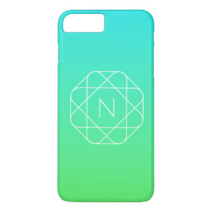 Case-Mate iPhone Case Monogramme géométrique cool Ombre Vert bleu et c