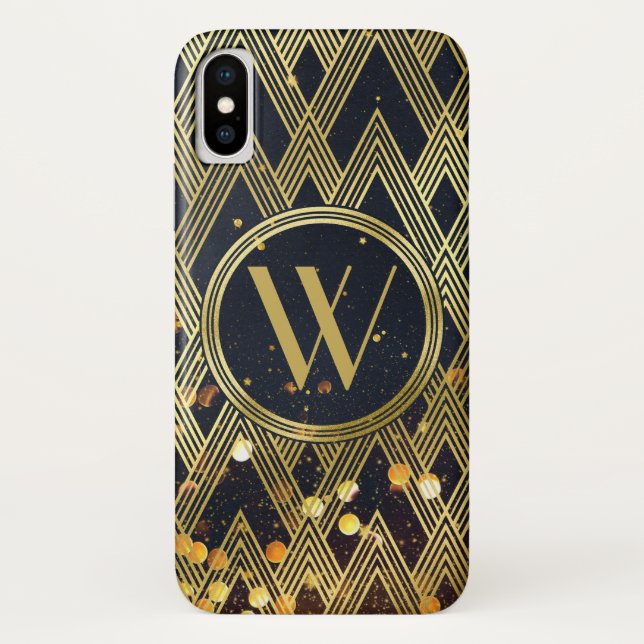 Coques Case-Mate iPhone Monogramme géométrique de motif de parties (Dos)