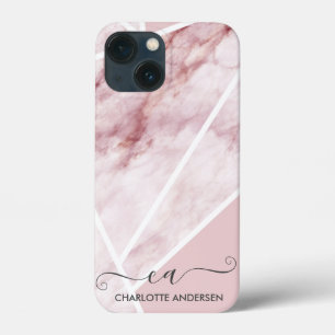 Case-Mate iPhone Case Monogramme géométrique moderne Rose d'or   