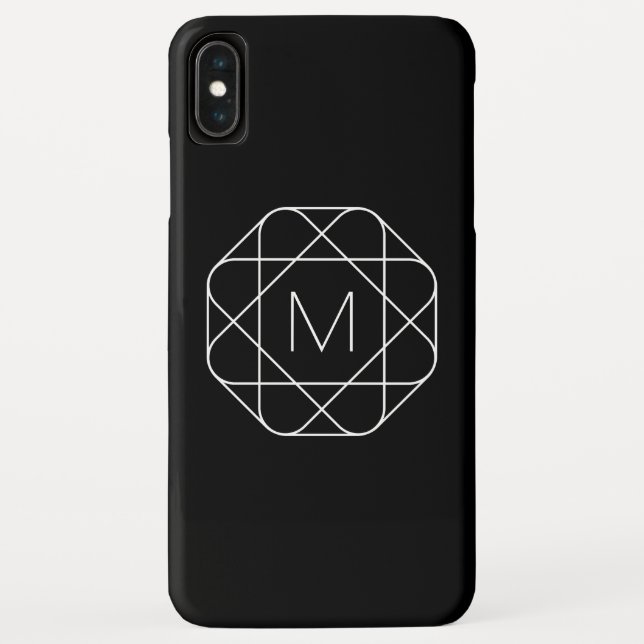 Coques Case-Mate iPhone Monogramme géométrique noir et blanc (Dos)