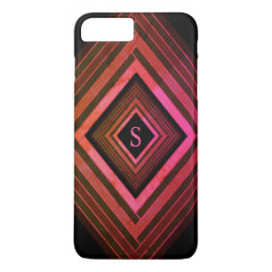 Coque iPhone 8 Plus/7 Plus Monogramme géométrique rose rustique Carré moderne